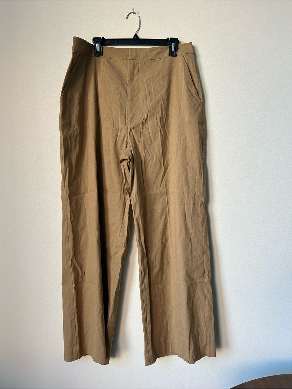 Jenni Kayne Linen Keaton Pants Khaki Wide Leg Trousers Size 14 NWT Luxury Work - Picture 2 of 14